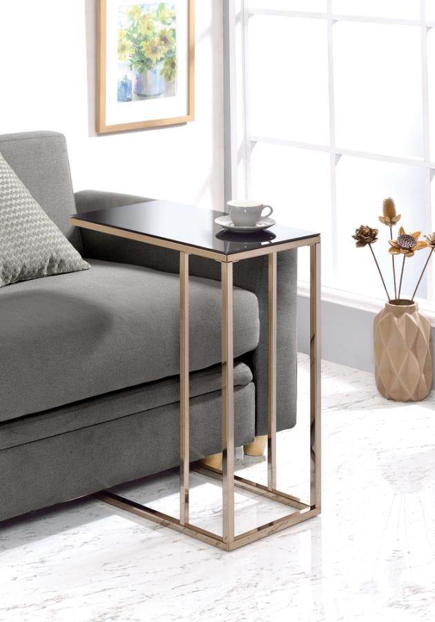 Rectangular Accent Table Black & Chocolate Chrome