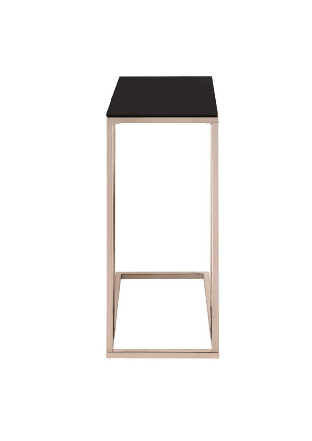 Rectangular Accent Table Black & Chocolate Chrome