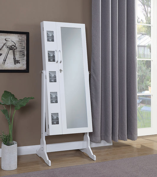 White Jewelry Cheval Mirror with Picture Frames