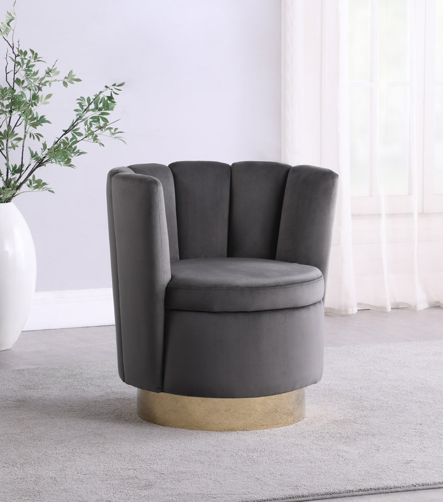 Channeled Tufted Swivel Chair Gray And Gold - Special