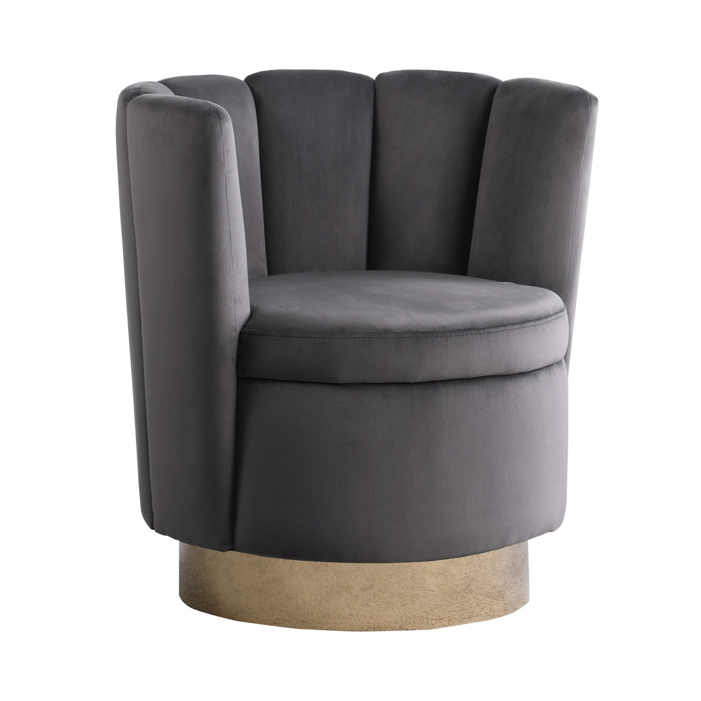 Channeled Tufted Swivel Chair Gray And Gold - Special