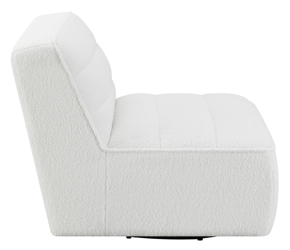 Cobie Upholstered Swivel Armless Chair Natural