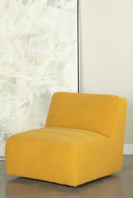 Cobie Upholstered Swivel Armless Chair Mustard