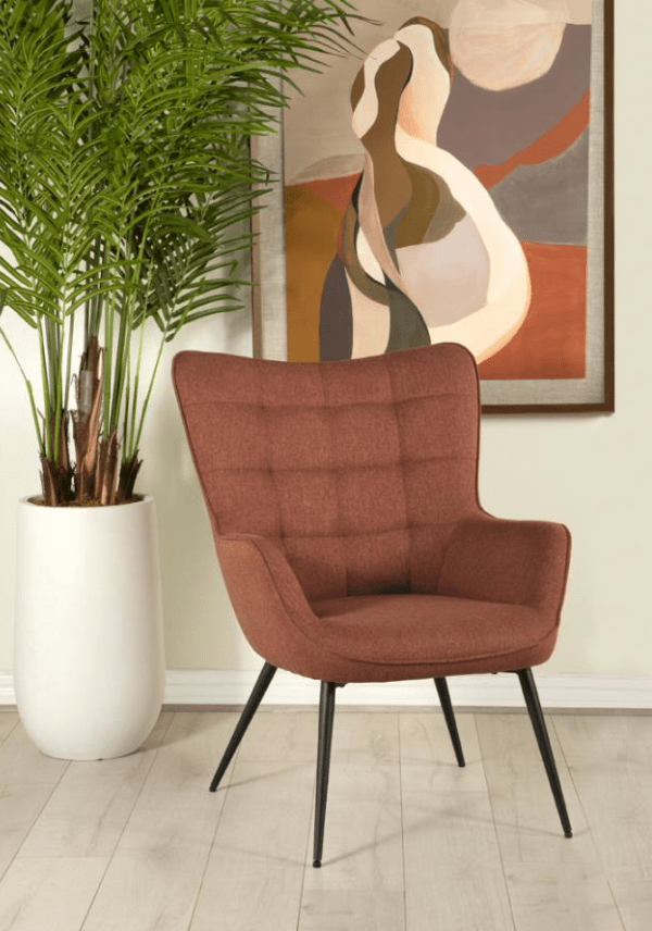 Upholstered Flared Arms Accent Chair with Grid Tufted Copy