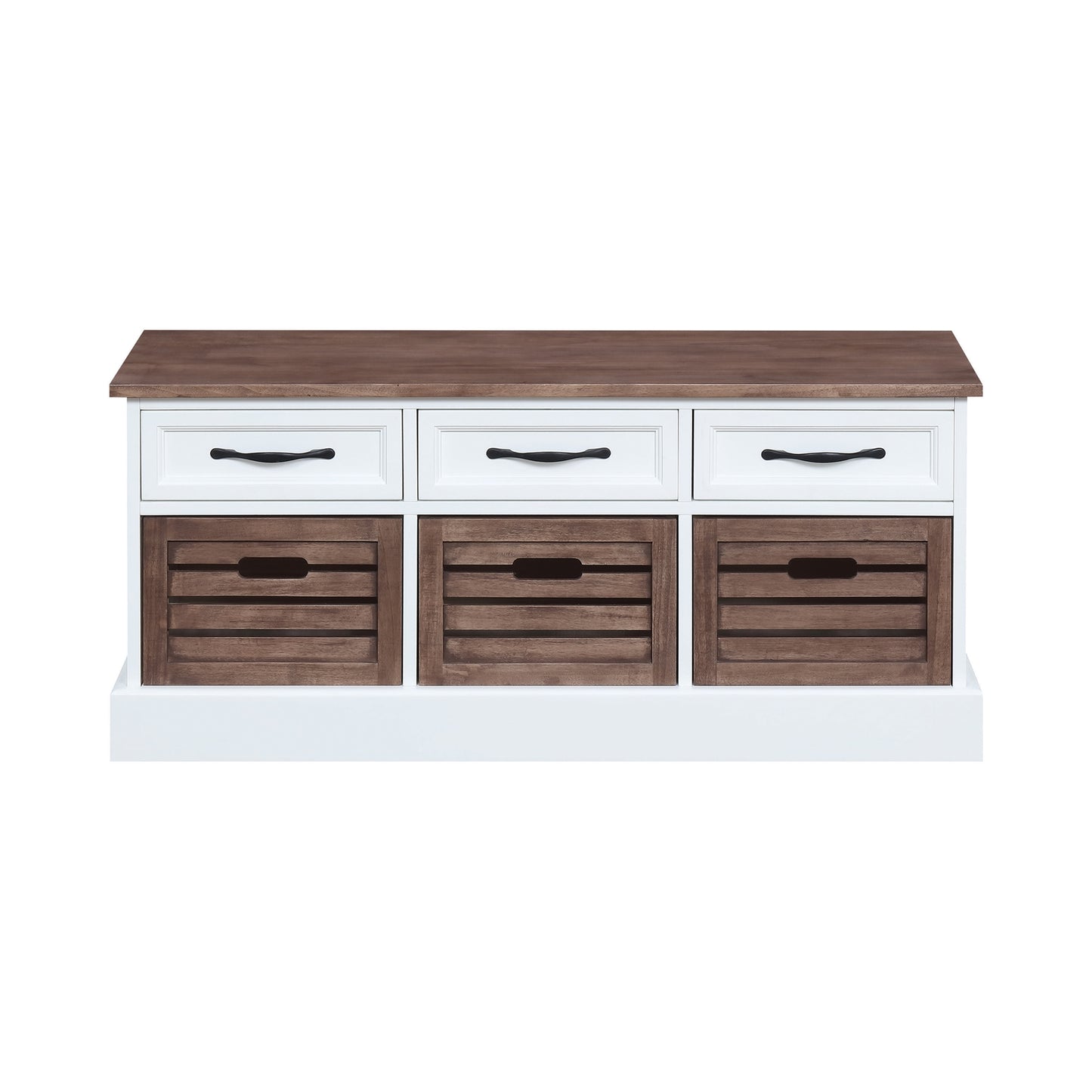 3-Drawer Storage Bench Weathered Brown And White