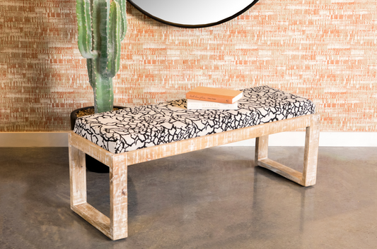 Sled Leg Upholstered Accent Bench Black And White