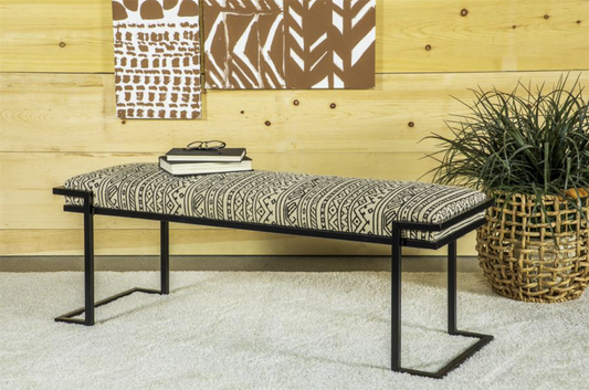 Upholstered Accent Bench Black and White