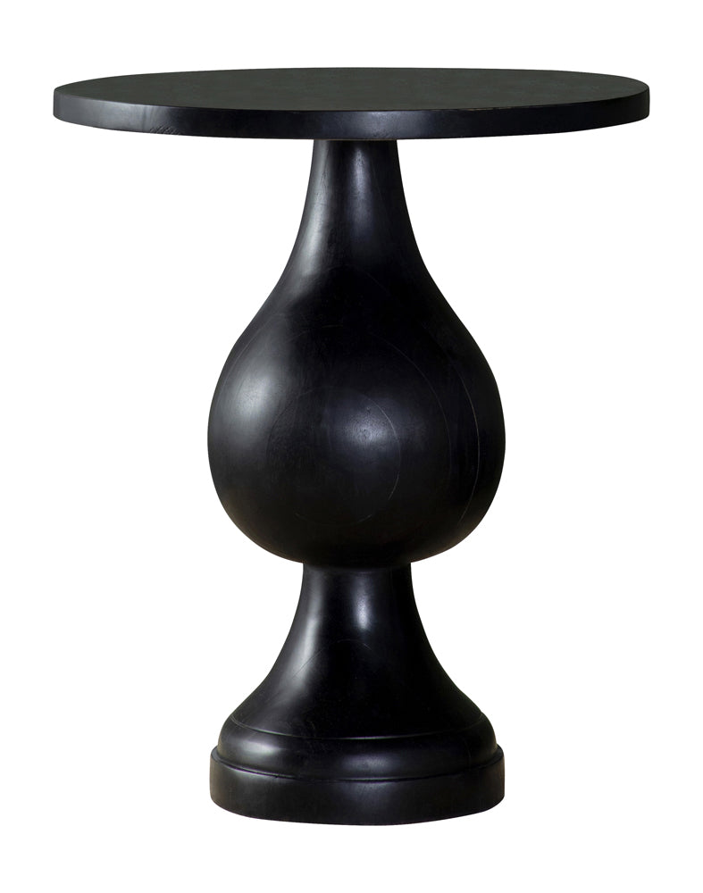 Round Pedestal Accent Table in Black Satin