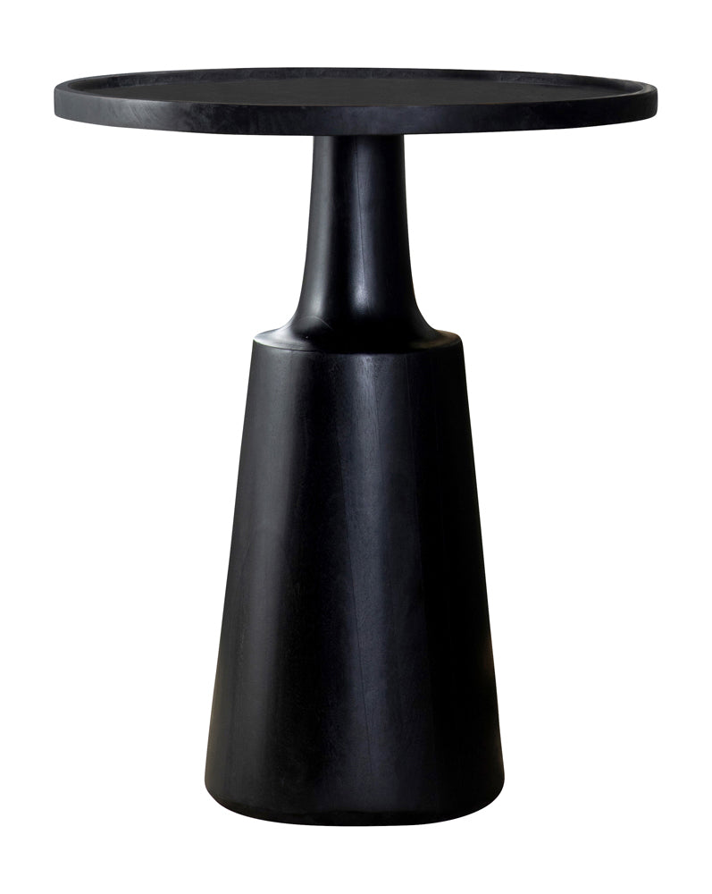 Round Accent Table in Black Satin