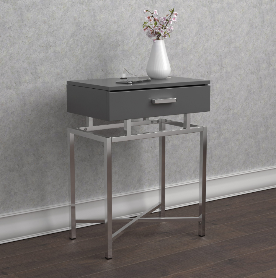 Floating Top Accent Table Grey And Chrome - Coaster 930247