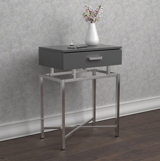 Floating Top Accent Table Grey And Chrome - Coaster 930247