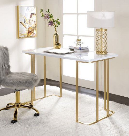 Estie Modern White & Gold Desk