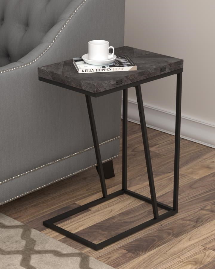 Expandable Chevron Rectangular Accent Table Grey