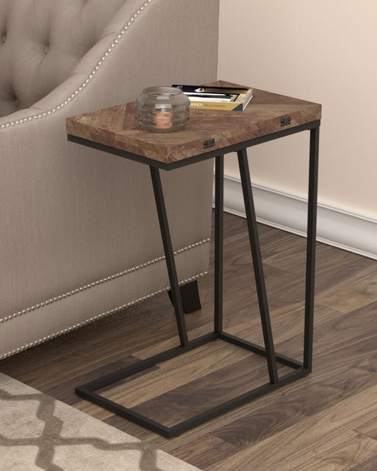 Expandable Chevron Rectangular Accent Table Tobacco