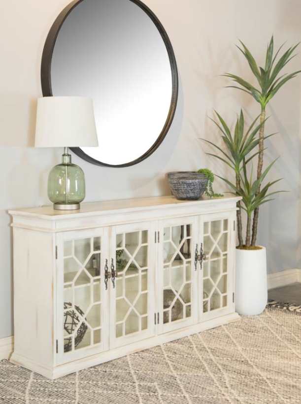 4-door Accent Cabinet with Adjustable Shelves White