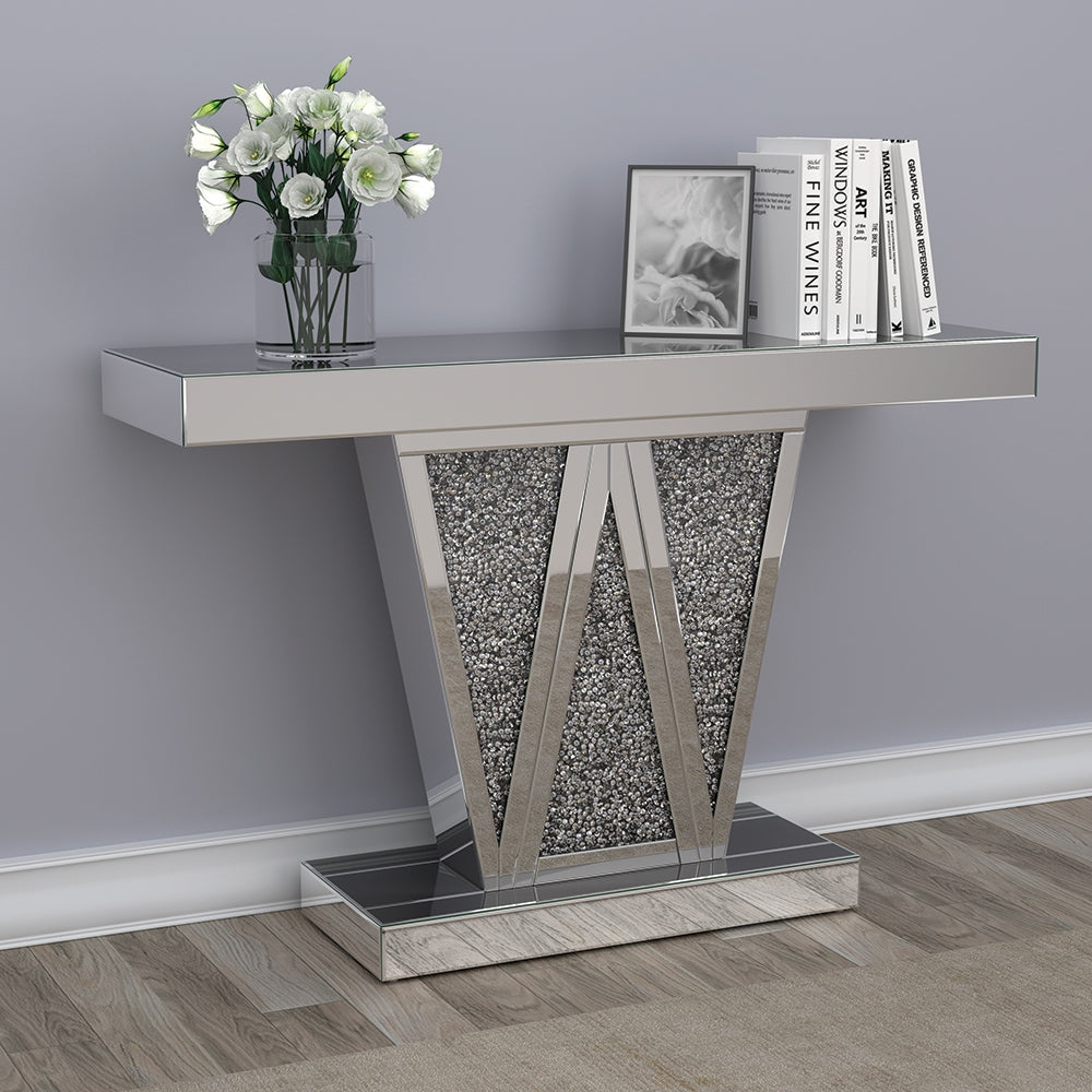 Kimball Silver Geometric Design Console Table