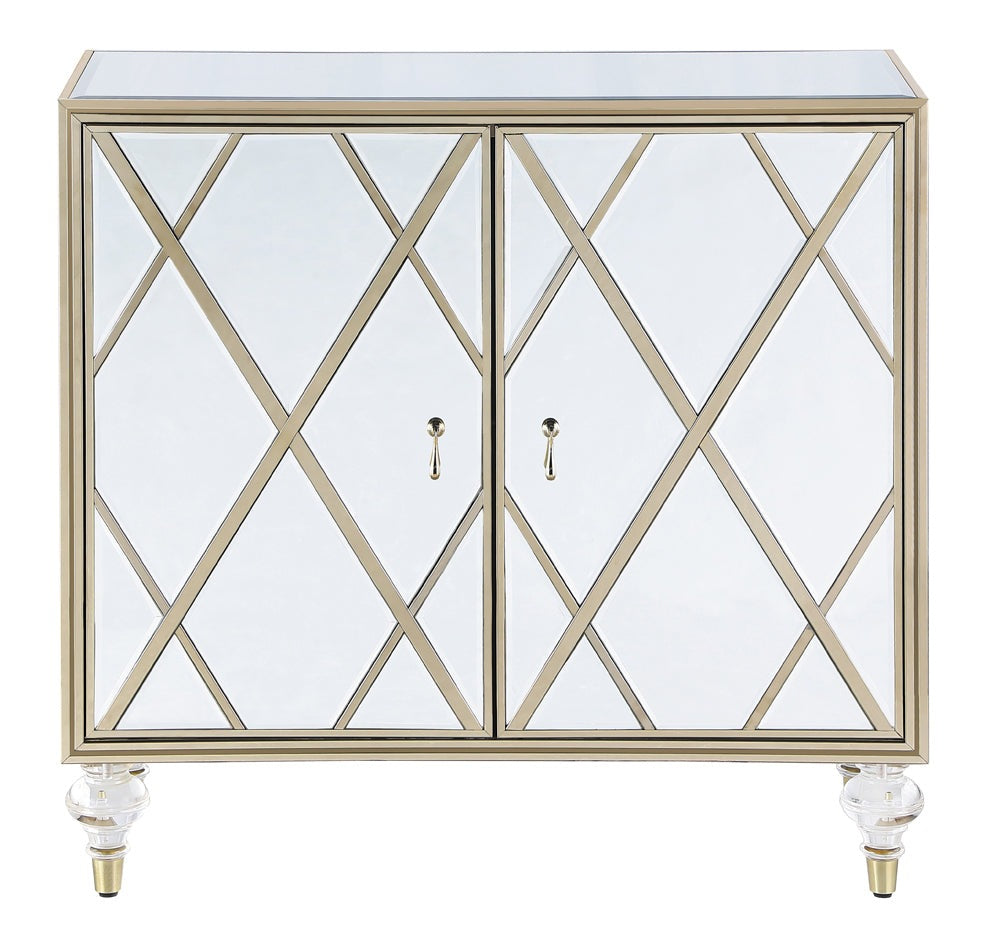 2-door Accent Cabinet Mirror and Champagne