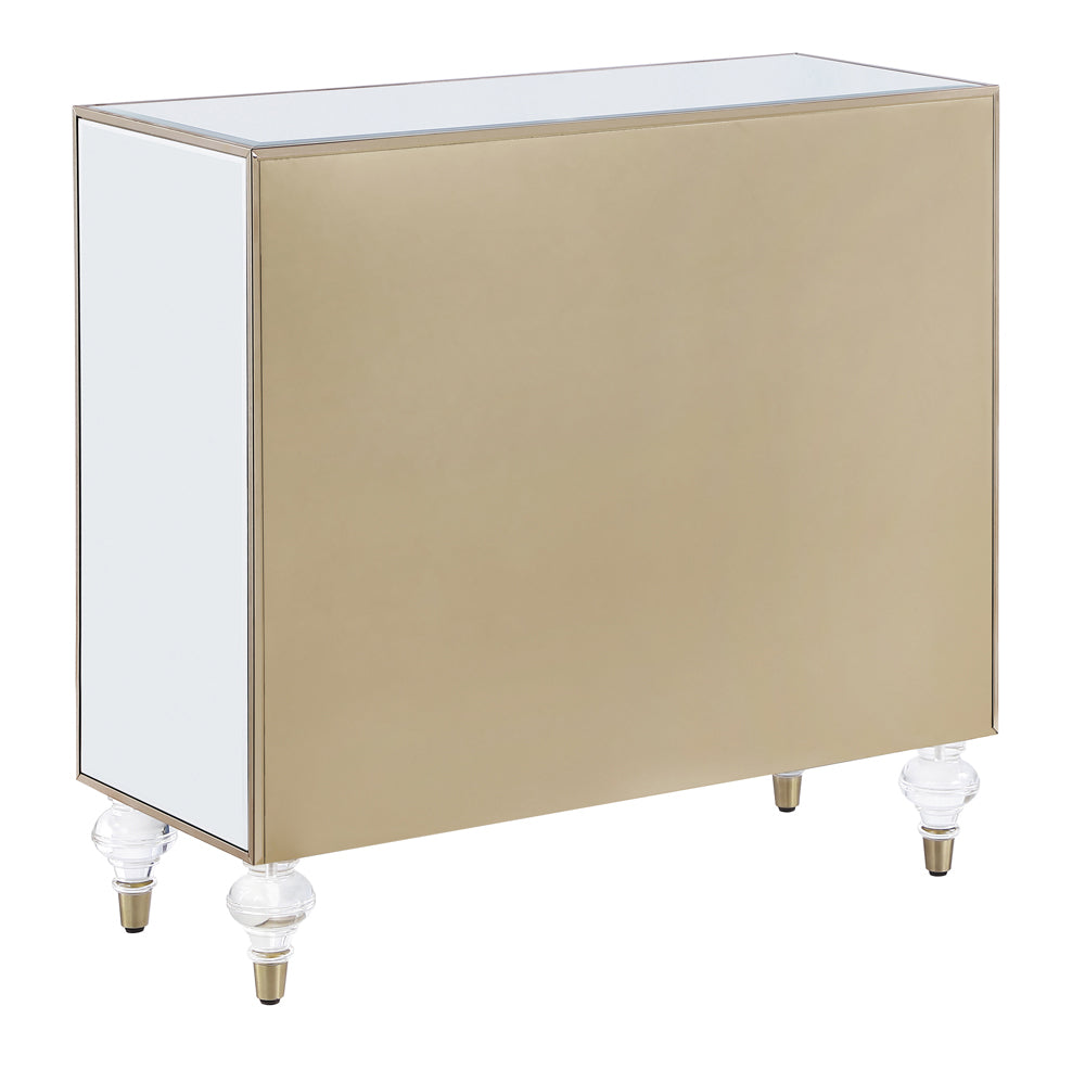 2-door Accent Cabinet Mirror and Champagne