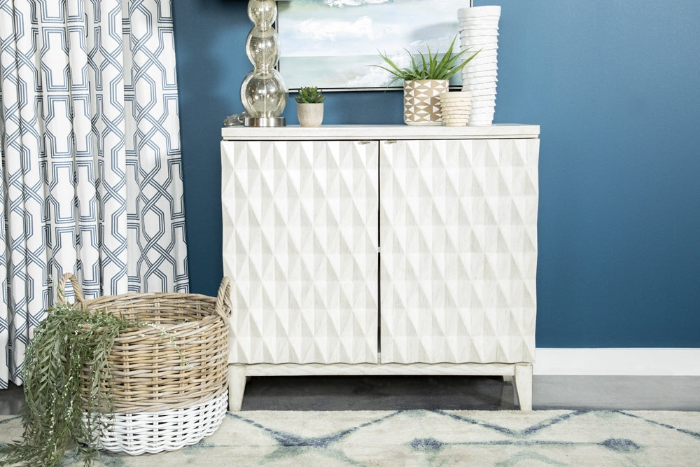 Accent Cabinet With Carved Door Antique White