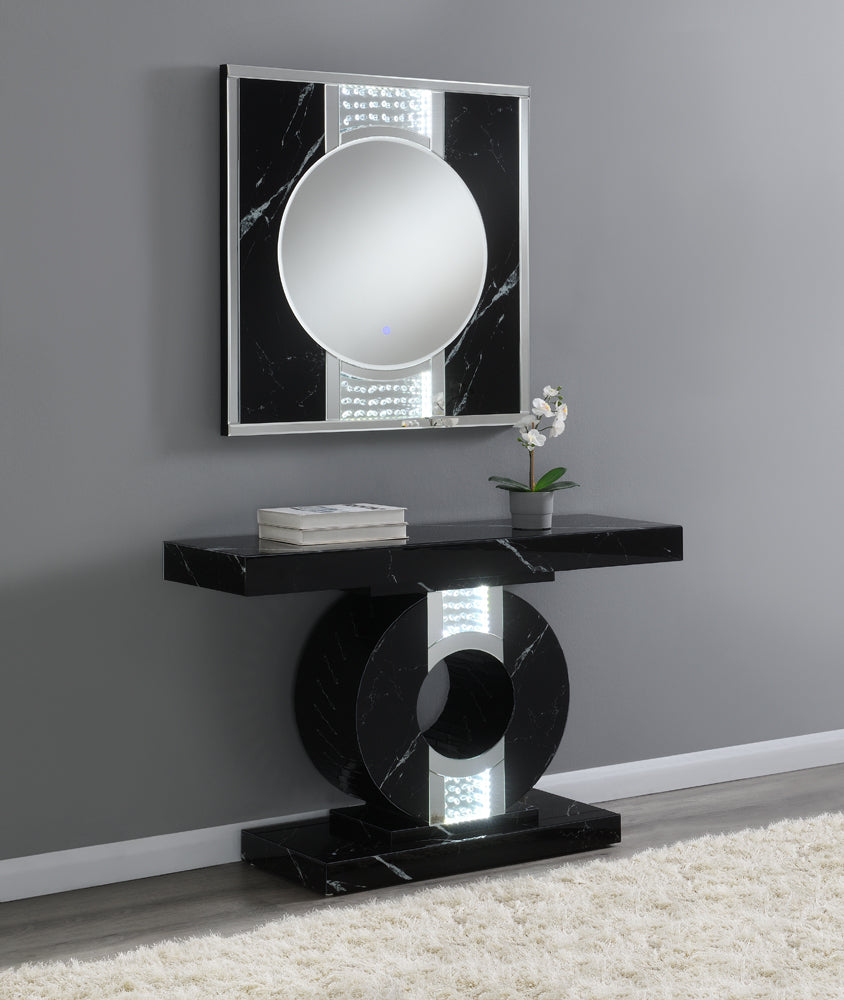 Geometric Console Table With LED Lighting Black