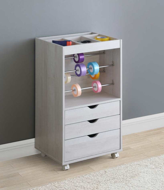 3-Drawer Storage Cabinet With Caters White Oak