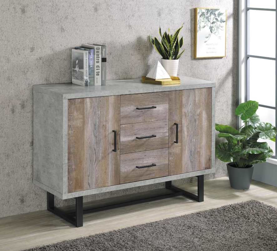 3-drawer Accent Cabinet Weathered Oak and Cement