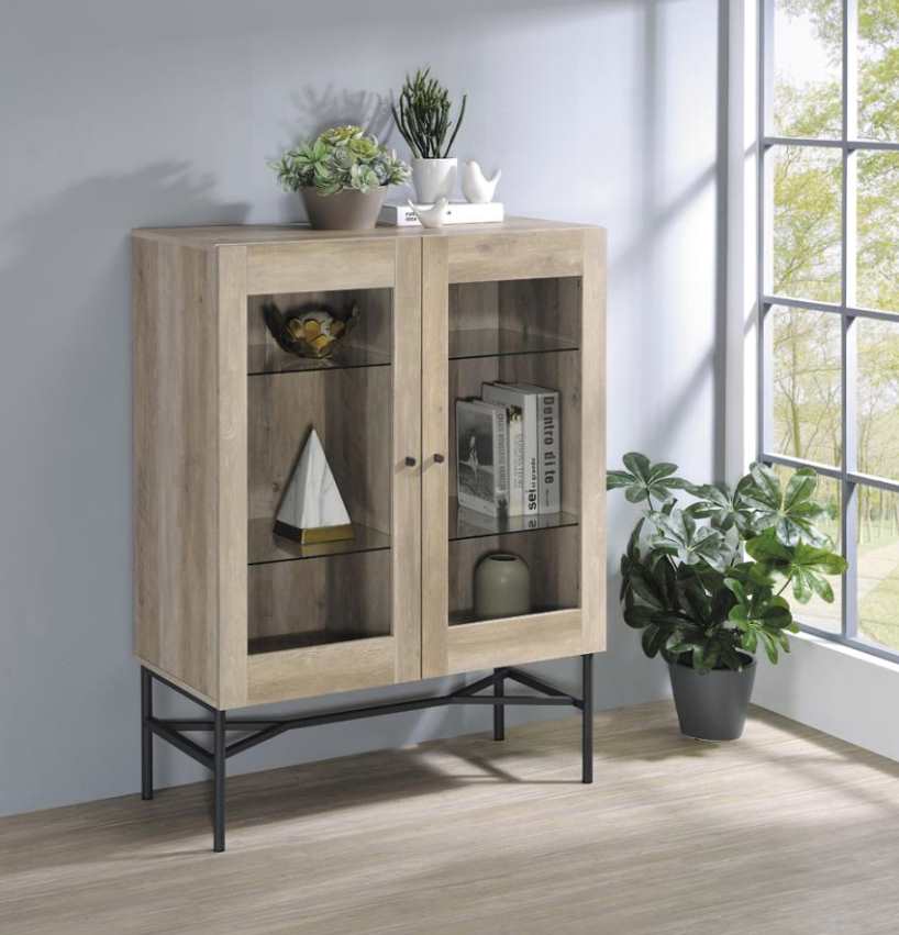 2-door Accent Cabinet with Glass Shelves