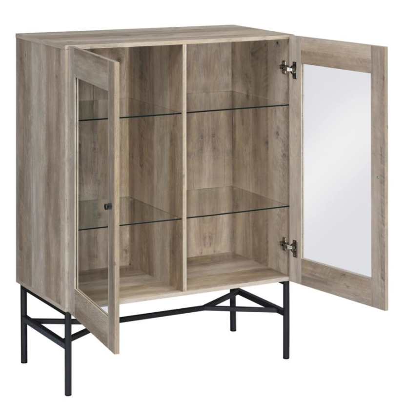 2-door Accent Cabinet with Glass Shelves