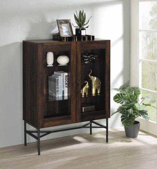 2-door Accent Cabinet with Glass Shelves