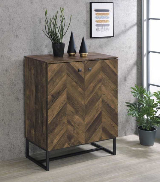 2-door Accent Cabinet Rustic Oak and Gunmetal