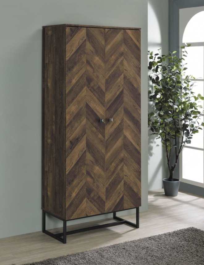 2-door Accent Cabinet Rustic Oak and Gunmetal