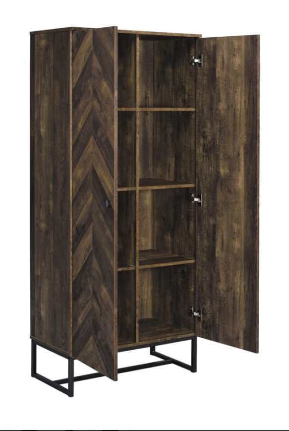 2-door Accent Cabinet Rustic Oak and Gunmetal