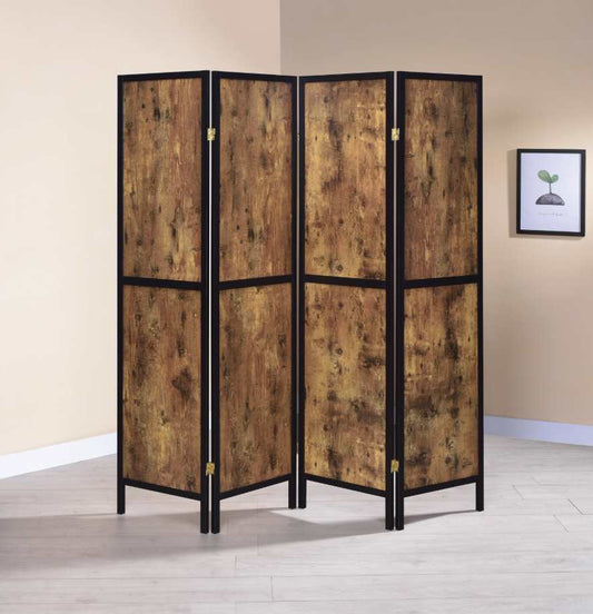 4-Panel Folding Screen Antique Nutmeg And Black