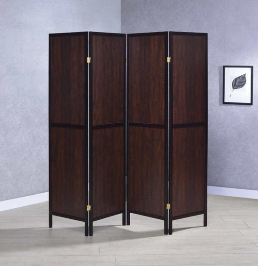 4-Panel Folding Screen Tobacco And Cappuccino