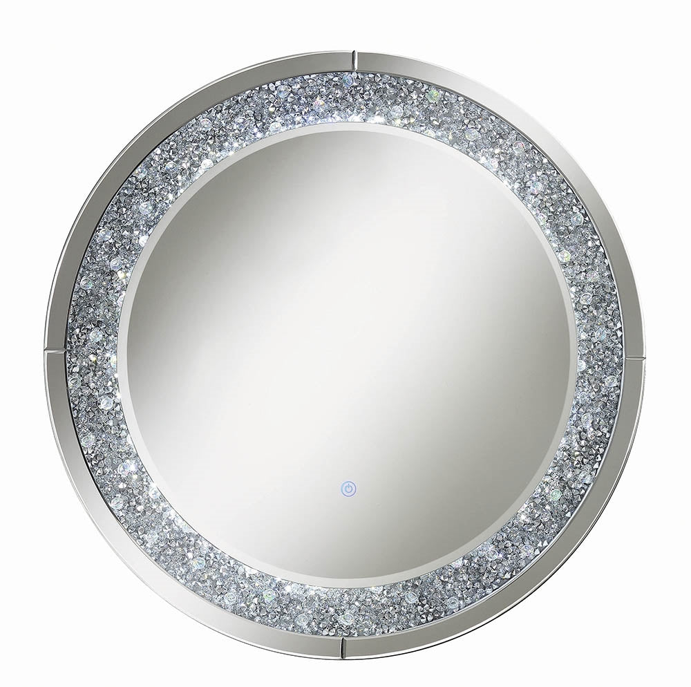 Glam Style Round Wall Mirror w- Touch LED Lighting