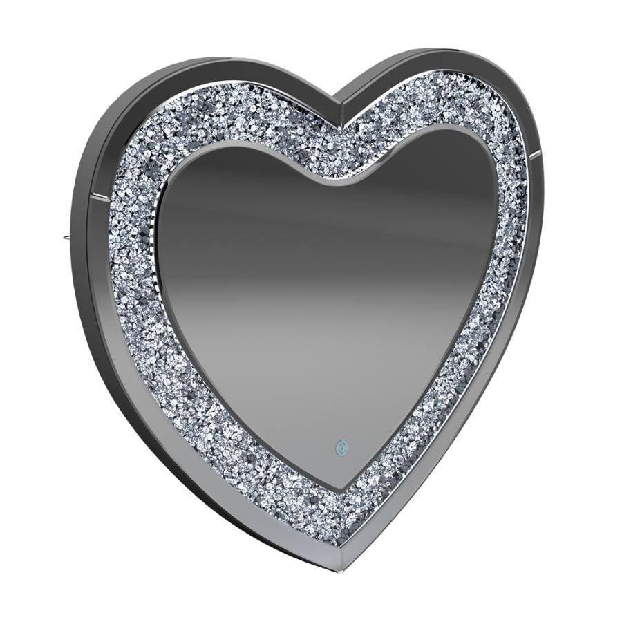 Heart Shape Wall Mirror Silver