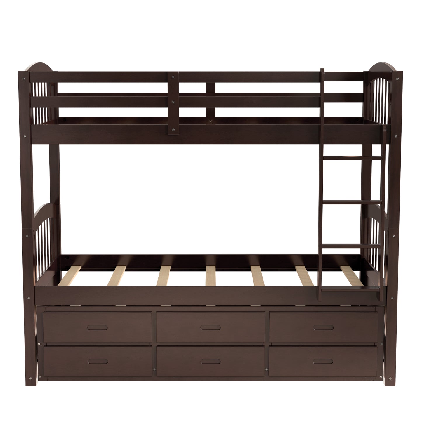 Jensen Twin over Twin Wood Bunk Bed with Trundle and Drawers, Espresso