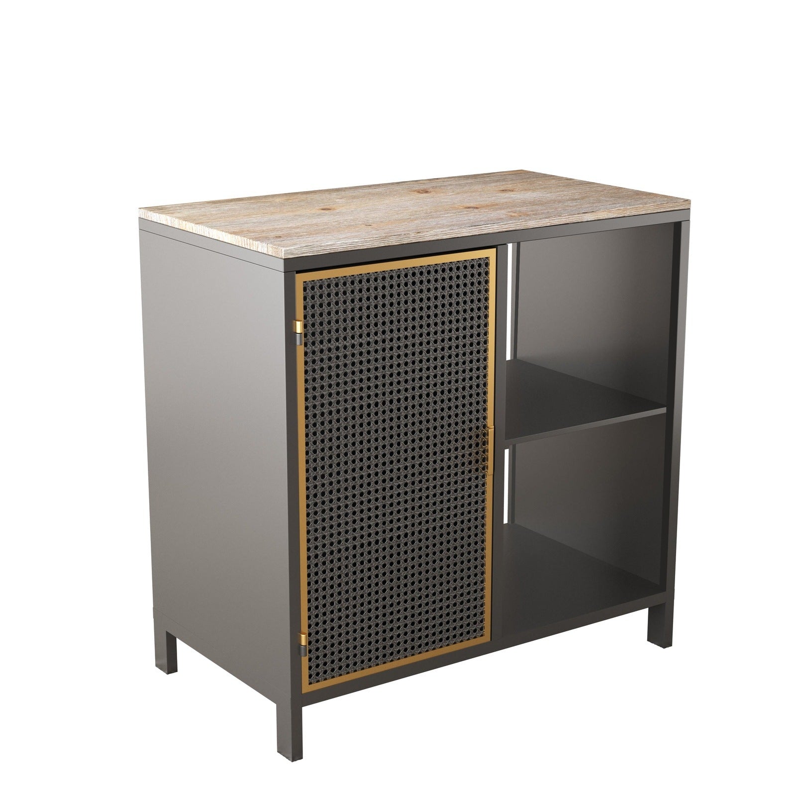 Modern 31.69” Sideboard Cabinet in Dark Gray & Gold