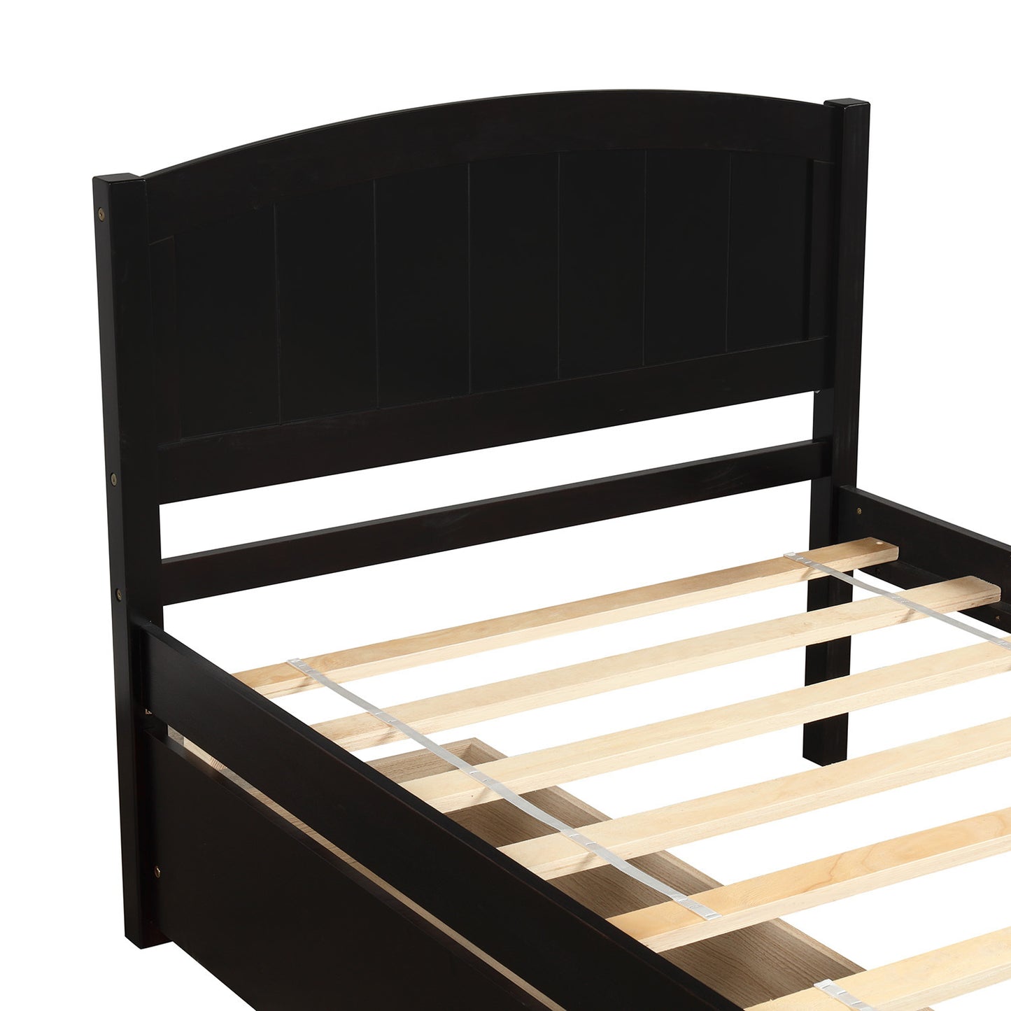 Homey Life Twin size Platform Bed with Two Drawers, Espresso