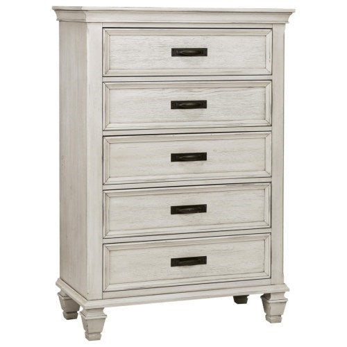 Franco Antique Whitwash Five-Drawer Chest