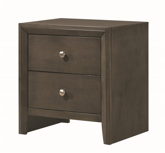 Peace II Transitional Style Gray 2 Drawer Nightstand