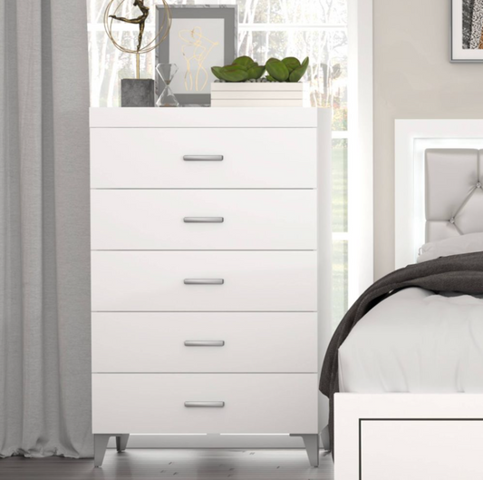 Casilda White 5-Drawer Chest