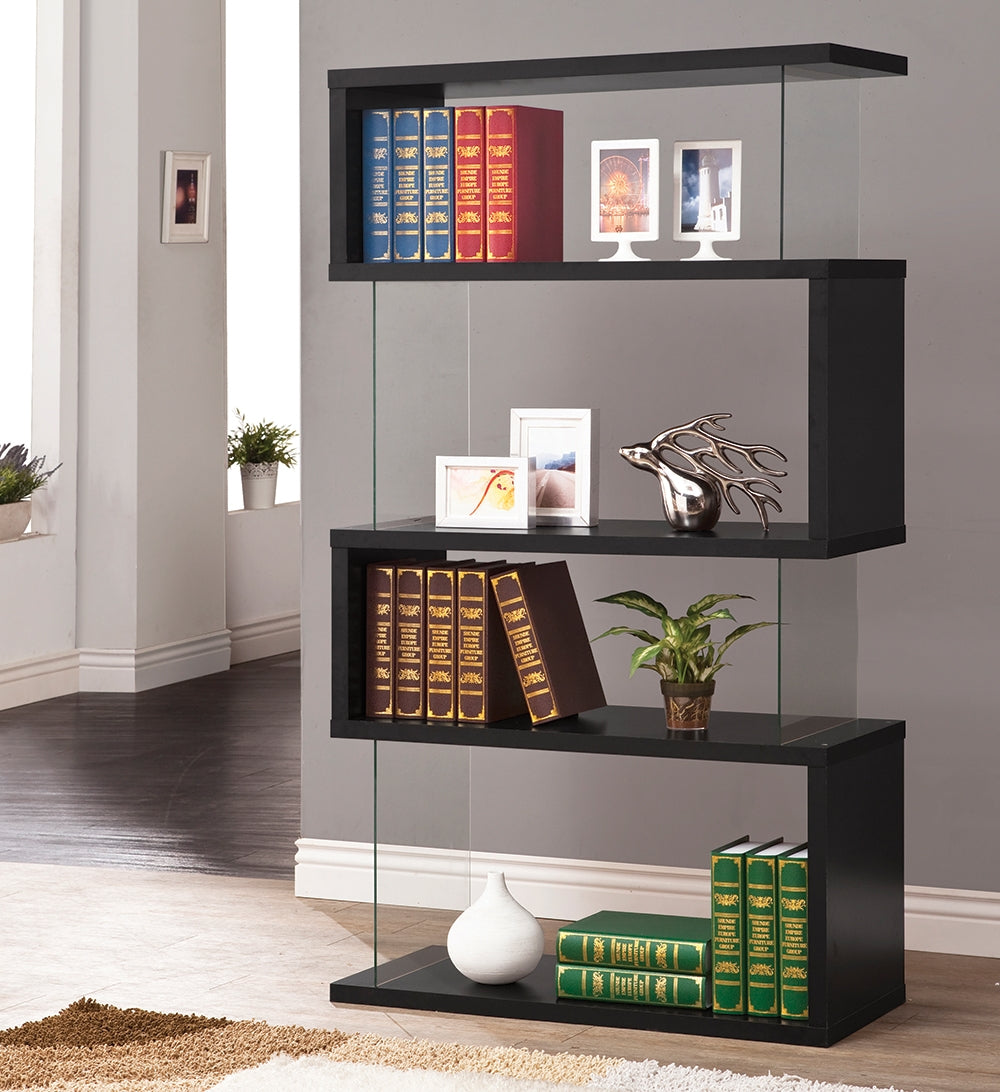 Emelle Black Asymmetrical Snaking Bookcase