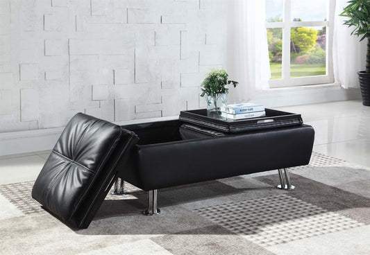 Dilleston Modern Black Storage Ottoman w- Table