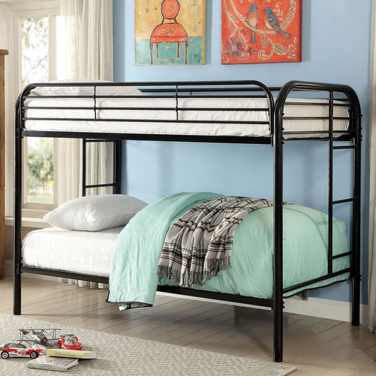 Opal Black Twin-Twin Metal Bunk Bed