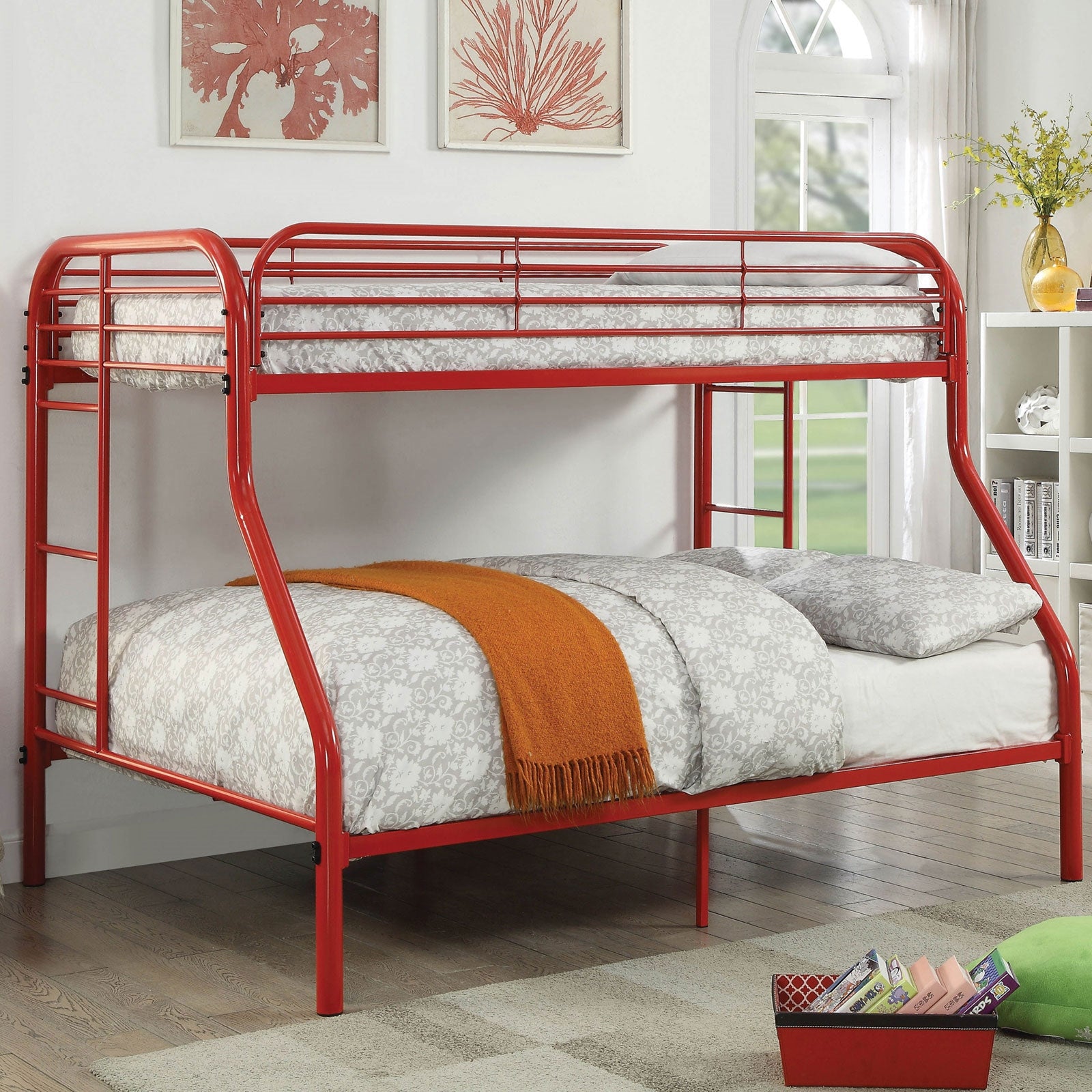 Opal Twin over Full Metal Bunk Bed in Red