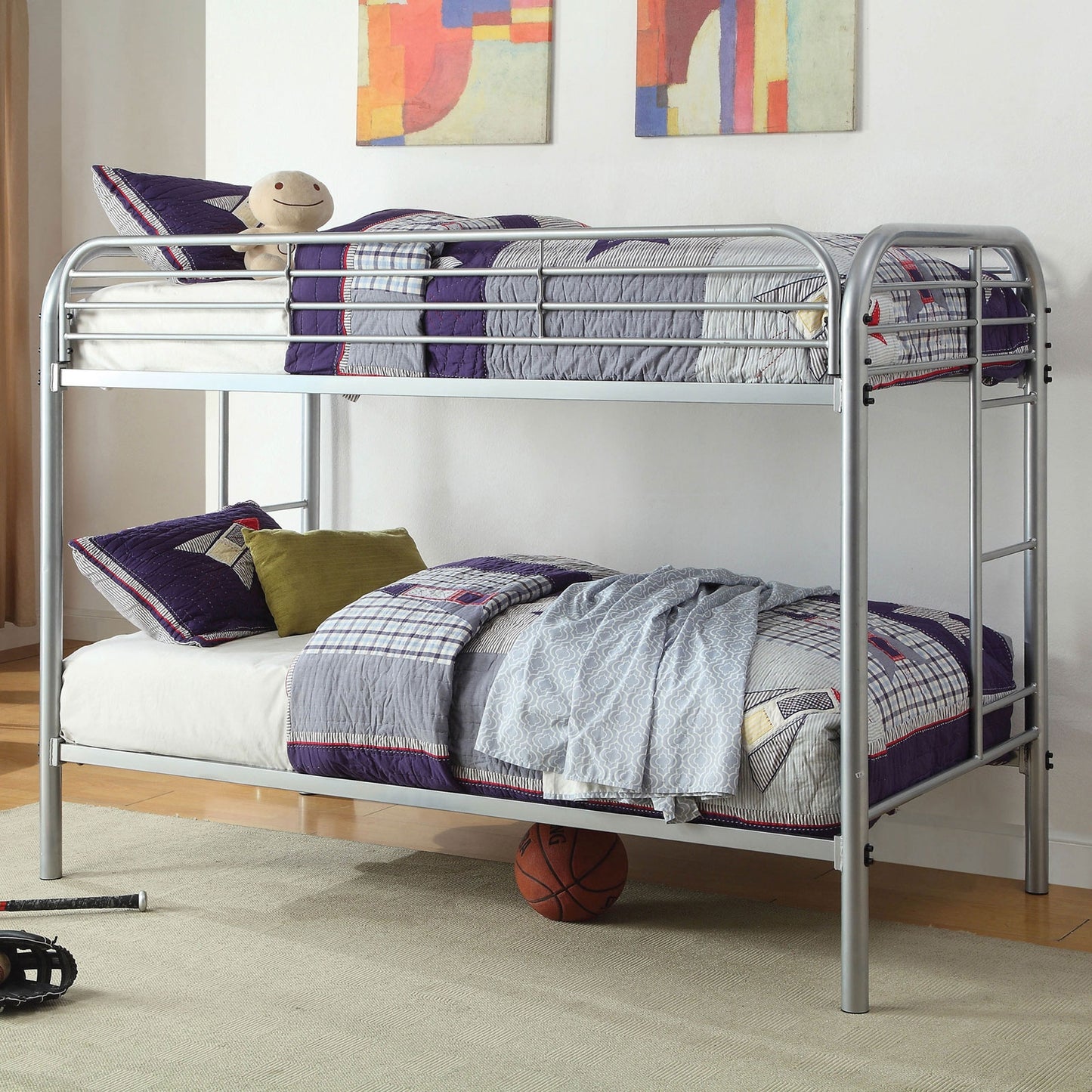 Opal Silver Twin-Twin Metal Bunk Bed