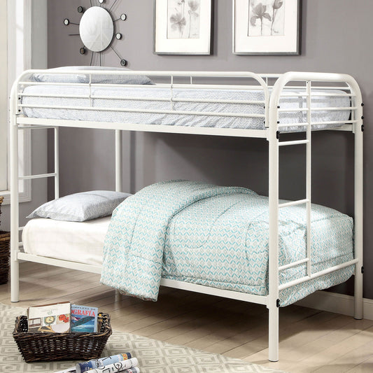 Opal White Twin-Twin Metal Bunk Bed