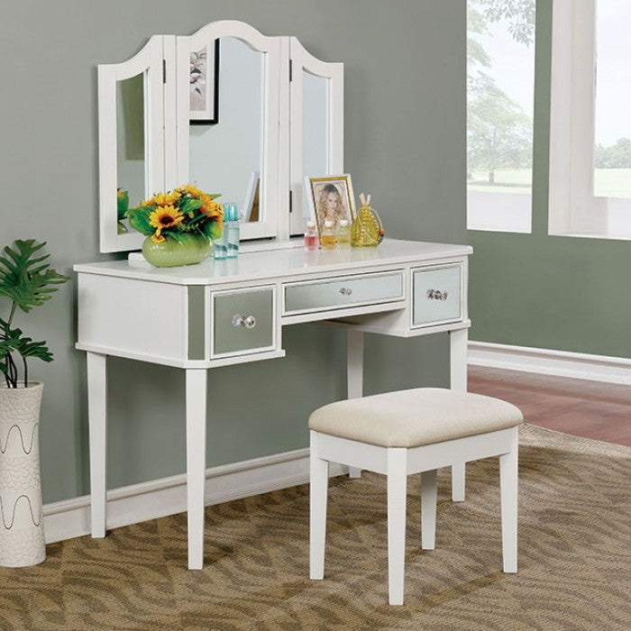 Clarisse White Contemporary Vanity Set