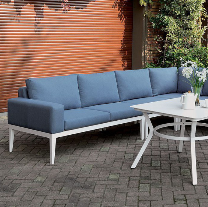 Sharon Transitional Blue & White Patio Sectional